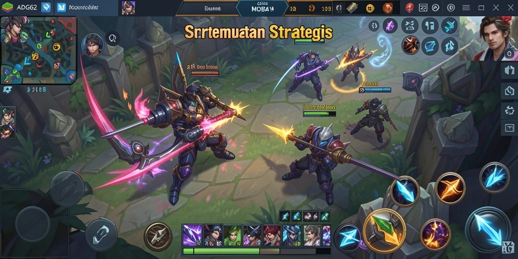 Tampilan gameplay ADG62 yang mendebarkan di arena MOBA.