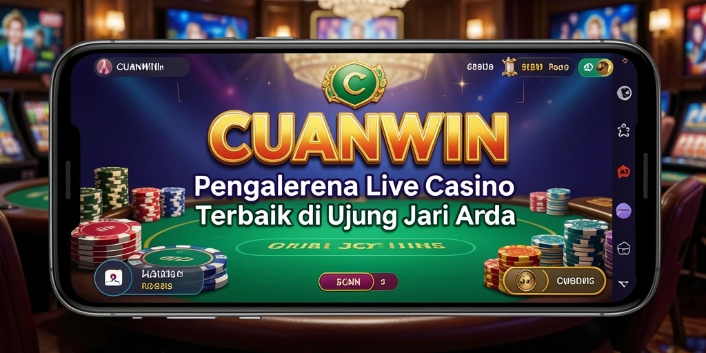Screenshot gameplay <strong>CUANWIN</strong> yang menunjukkan dealer langsung dan suasana casino.