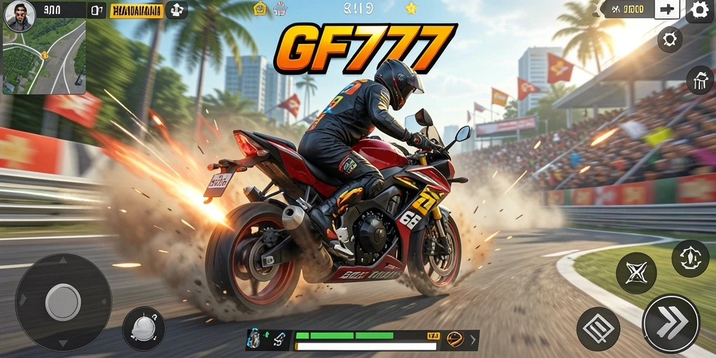 Tampilan menarik dari gameplay balapan motor GF777.