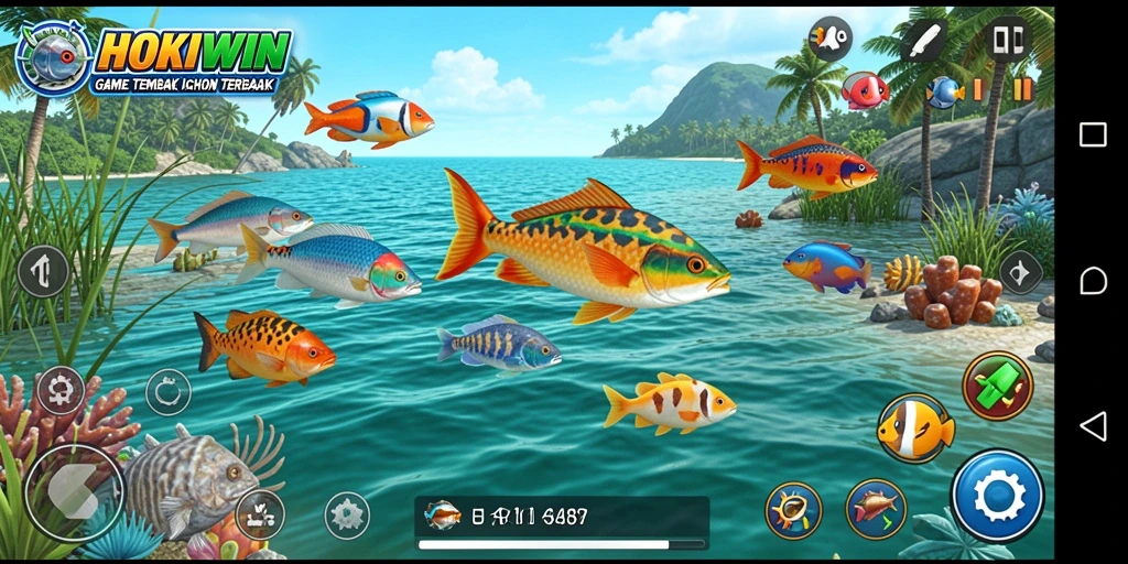 Tampilan gameplay HOKIWIN yang seru saat menembak ikan.
