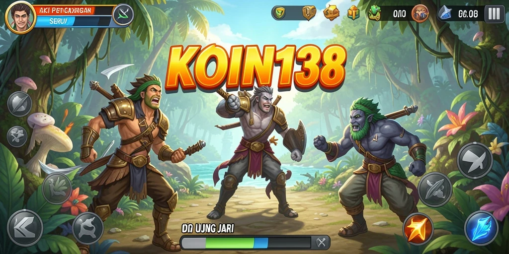 Screenshot utama KOIN138 menampilkan aksi intens dan grafis menawan.