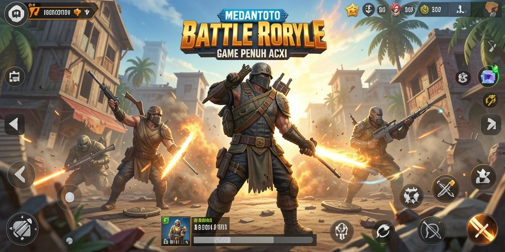 Tangkapan layar MEDANTOTO menunjukkan aksi intens dalam pertempuran Battle Royale.