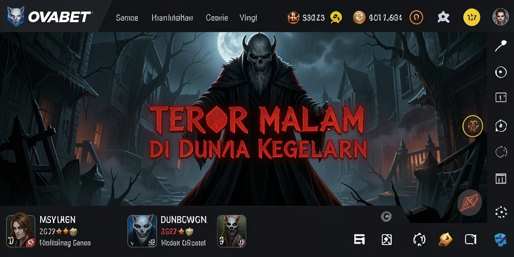 Screenshot gameplay OVABET menunjukkan suasana mencekam dan seram.